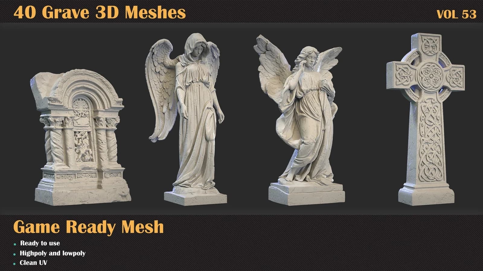 40 Grave 3D Meshes — VOL 53 — preview 9