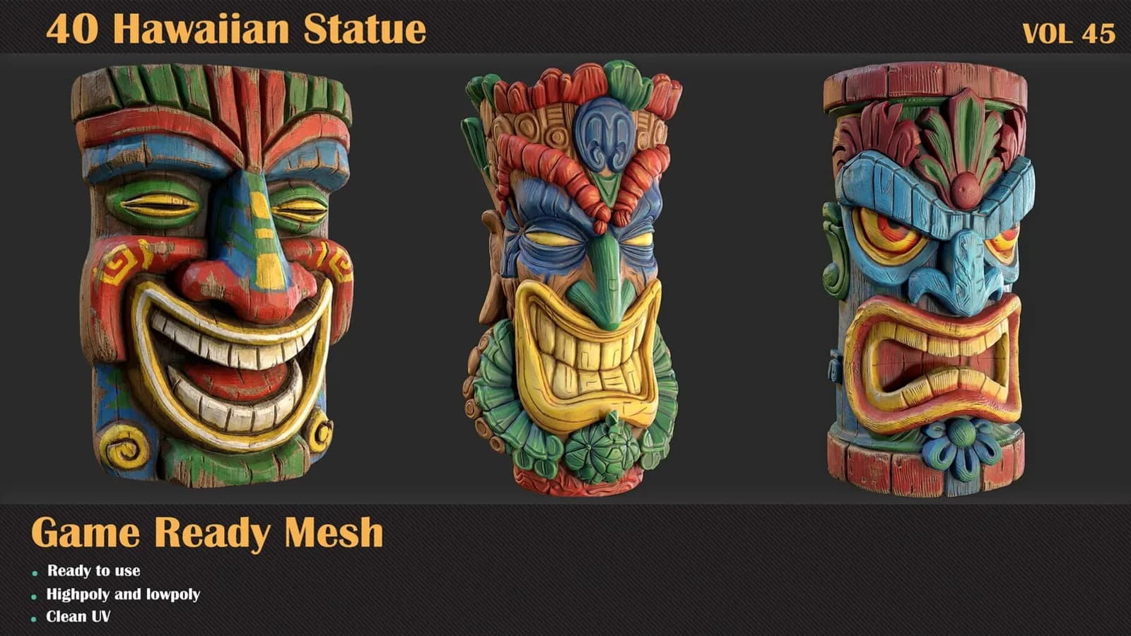 40 Hawaiian Statue 3D Meshes — VOL 45 — preview 2
