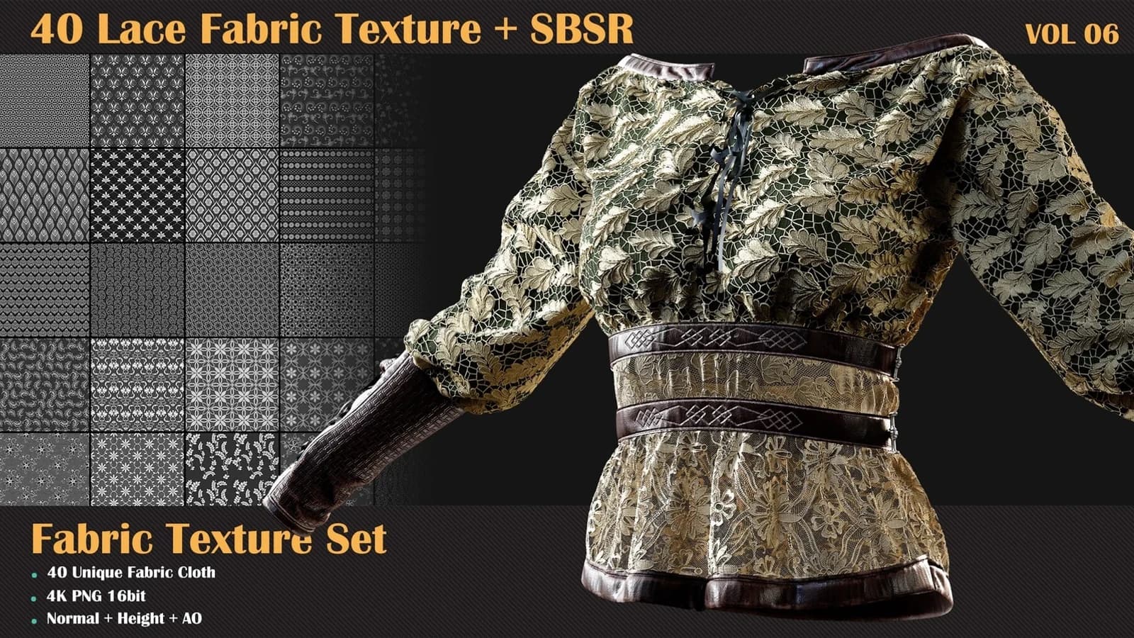 40 Lace Fabric Texture + SBSR — VOL 06