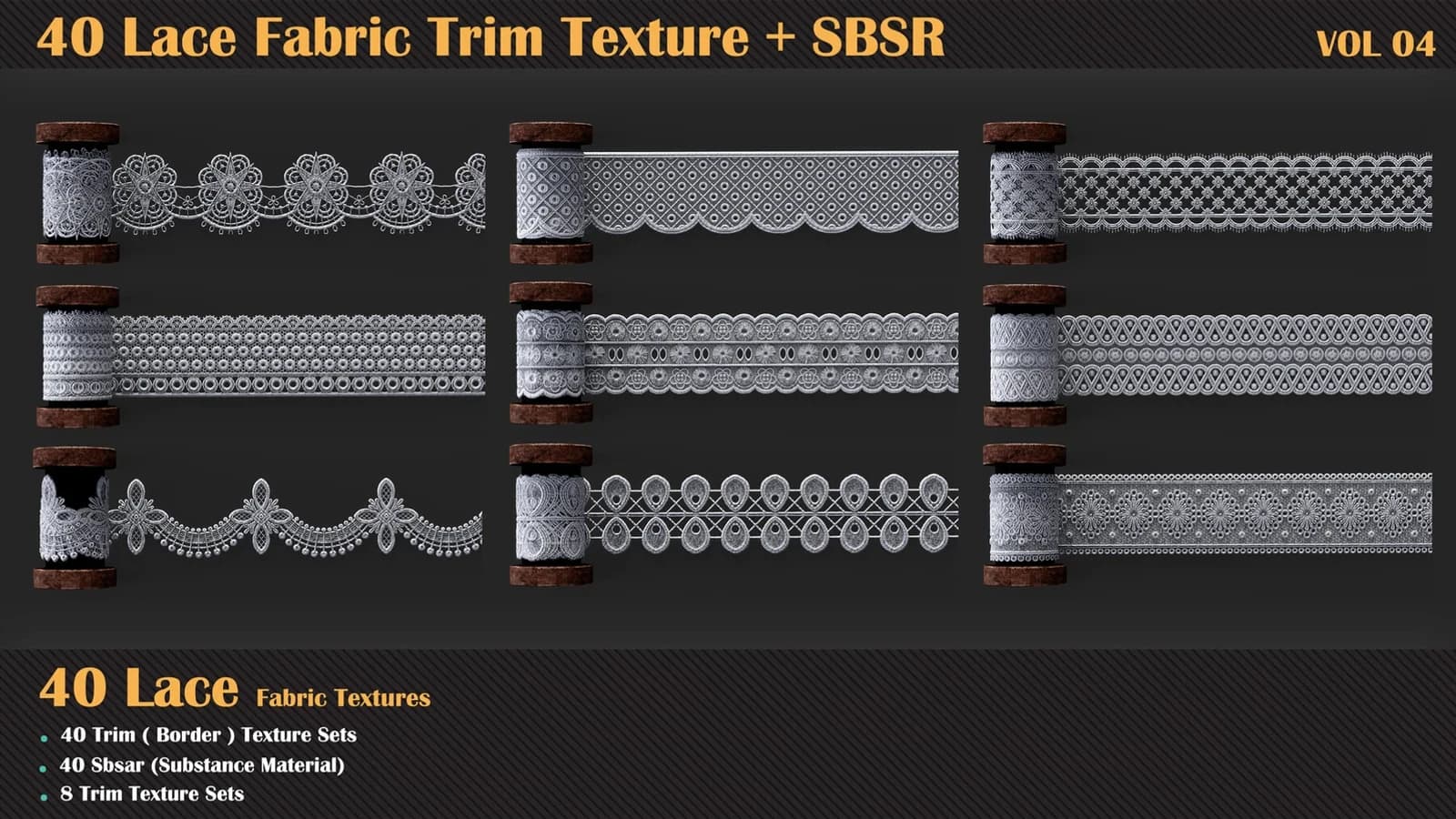40 Lace Fabric Trim Texture + SBSR — VOL 04 — preview 2