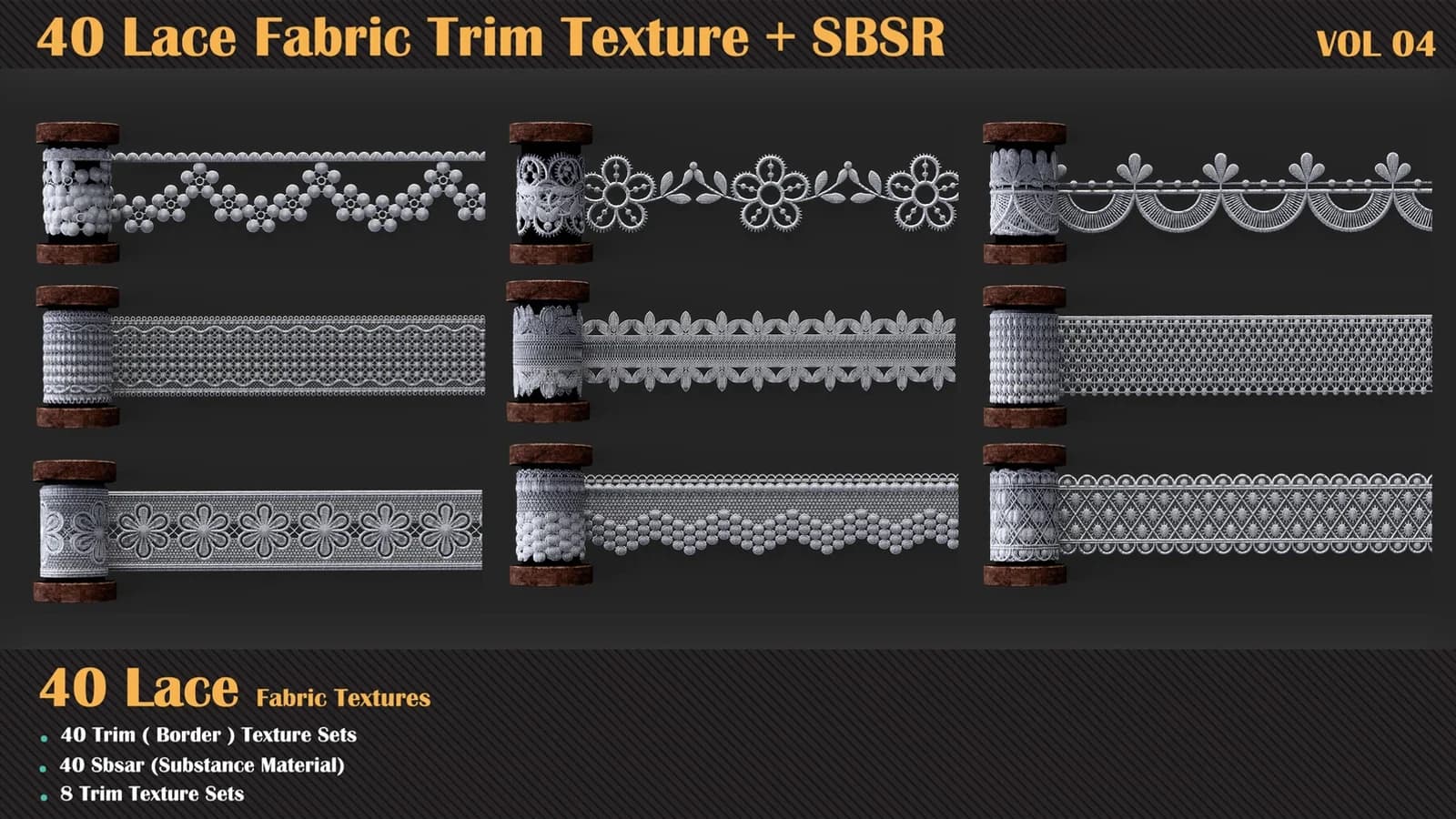 40 Lace Fabric Trim Texture + SBSR — VOL 04 — preview 5