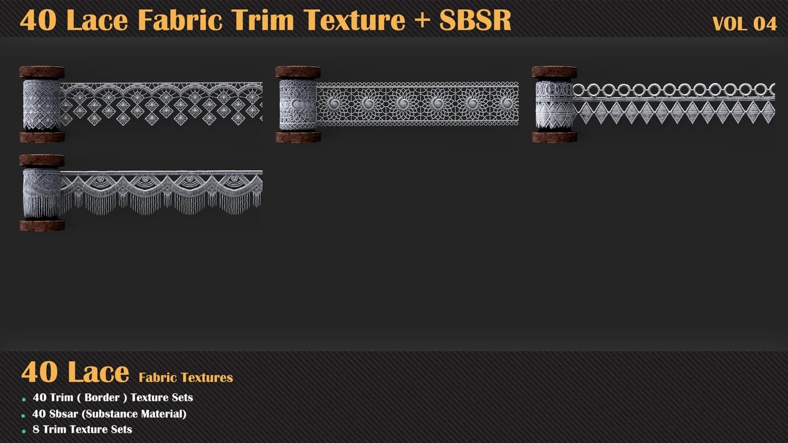 40 Lace Fabric Trim Texture + SBSR — VOL 04 — preview 6