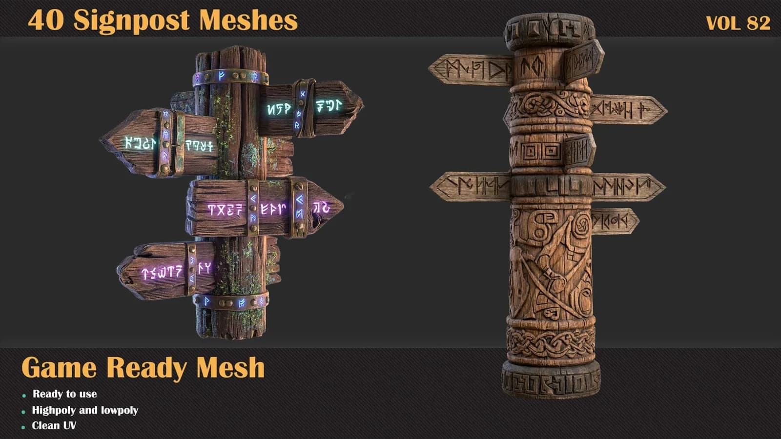 40 Signpost 3D Meshes — VOL 82 — preview 2
