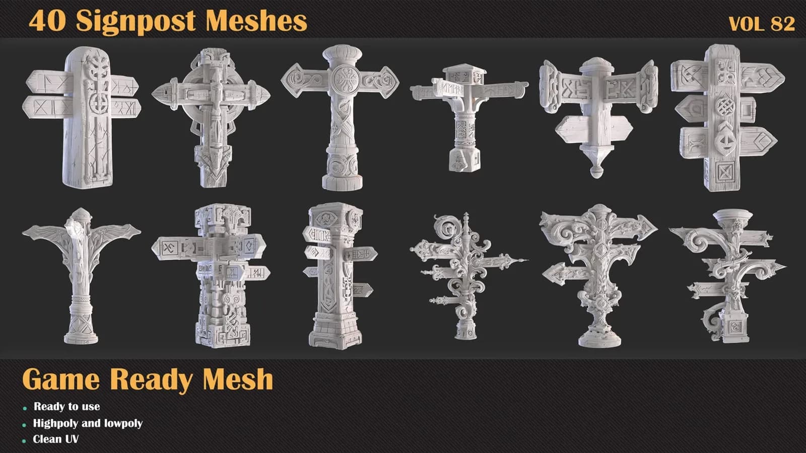 40 Signpost 3D Meshes — VOL 82 — preview 4