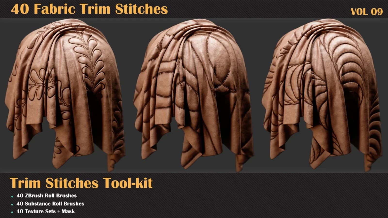 40 Stitches Trim Tool - Substance and ZBrush Roll Brush — VOL 09 — preview 2