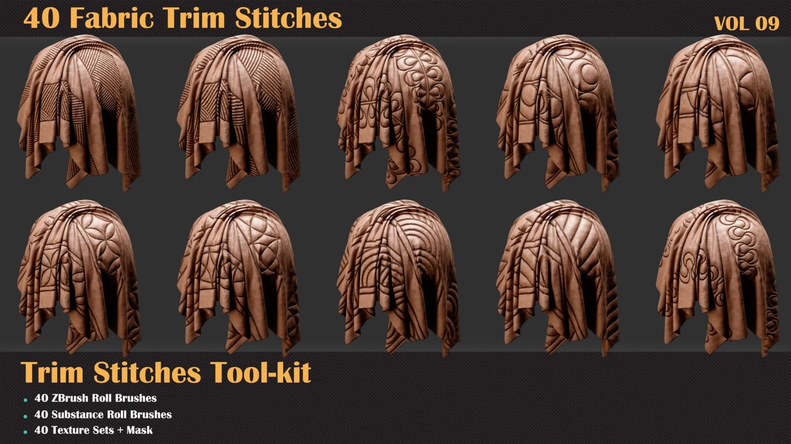 40 Stitches Trim Tool - Substance and ZBrush Roll Brush — VOL 09 — preview 7