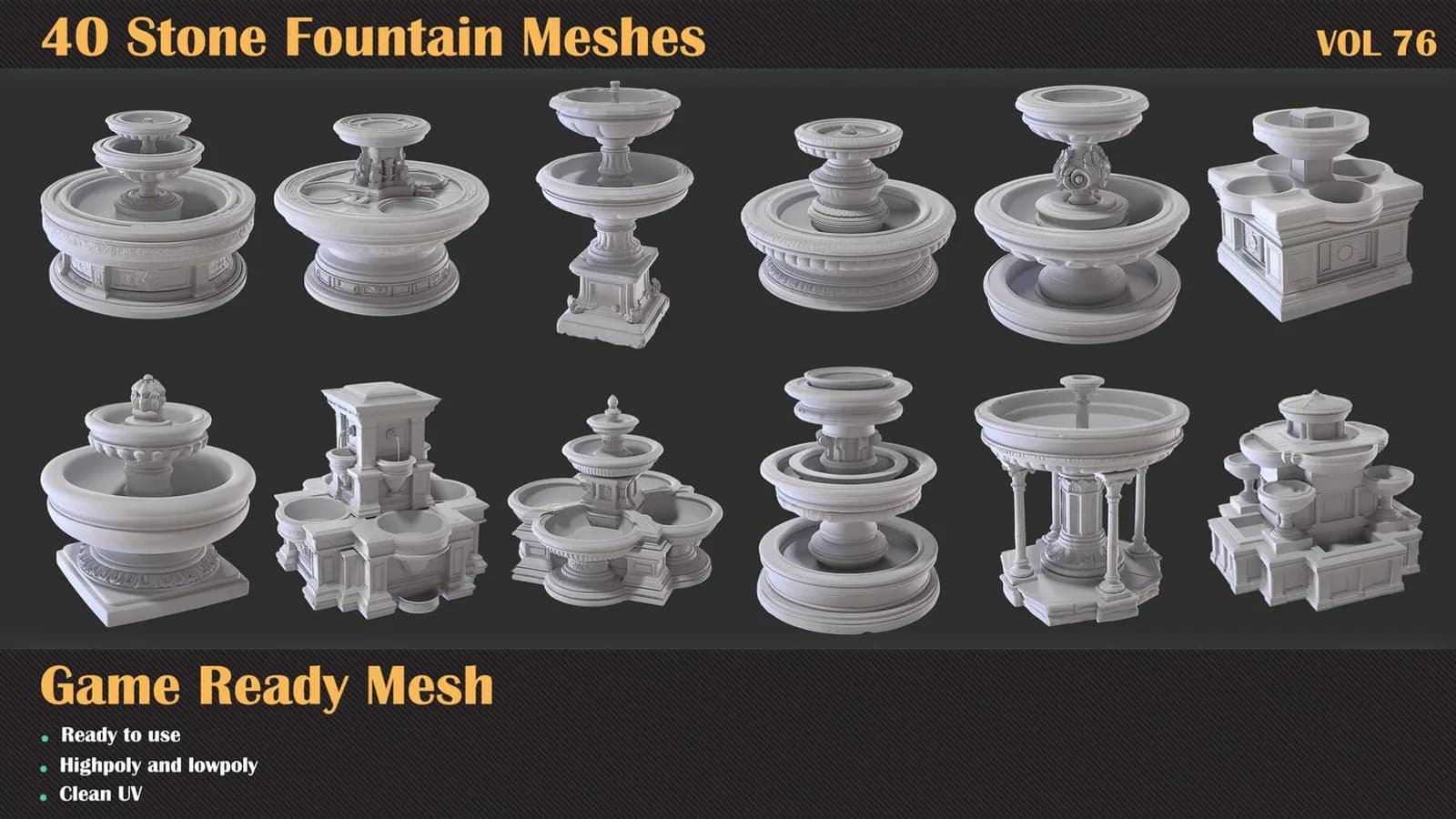 40 Stone Fountain 3D Meshes — VOL 76 — preview 4