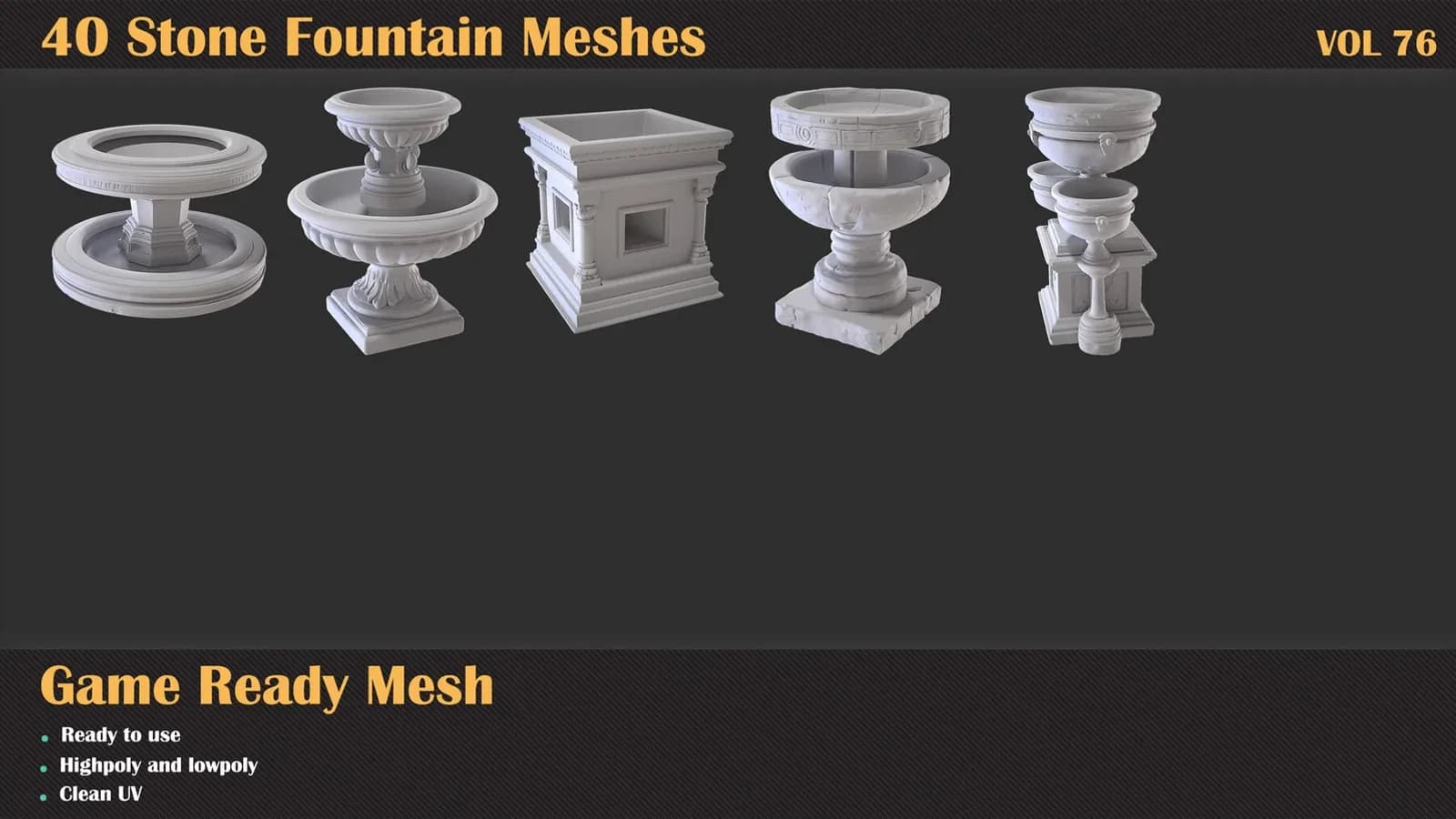 40 Stone Fountain 3D Meshes — VOL 76 — preview 7