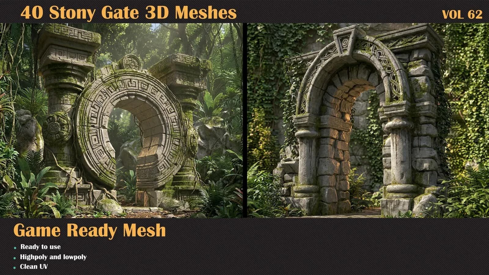 40 Stony Gate 3D Meshes — VOL 62 — preview 2