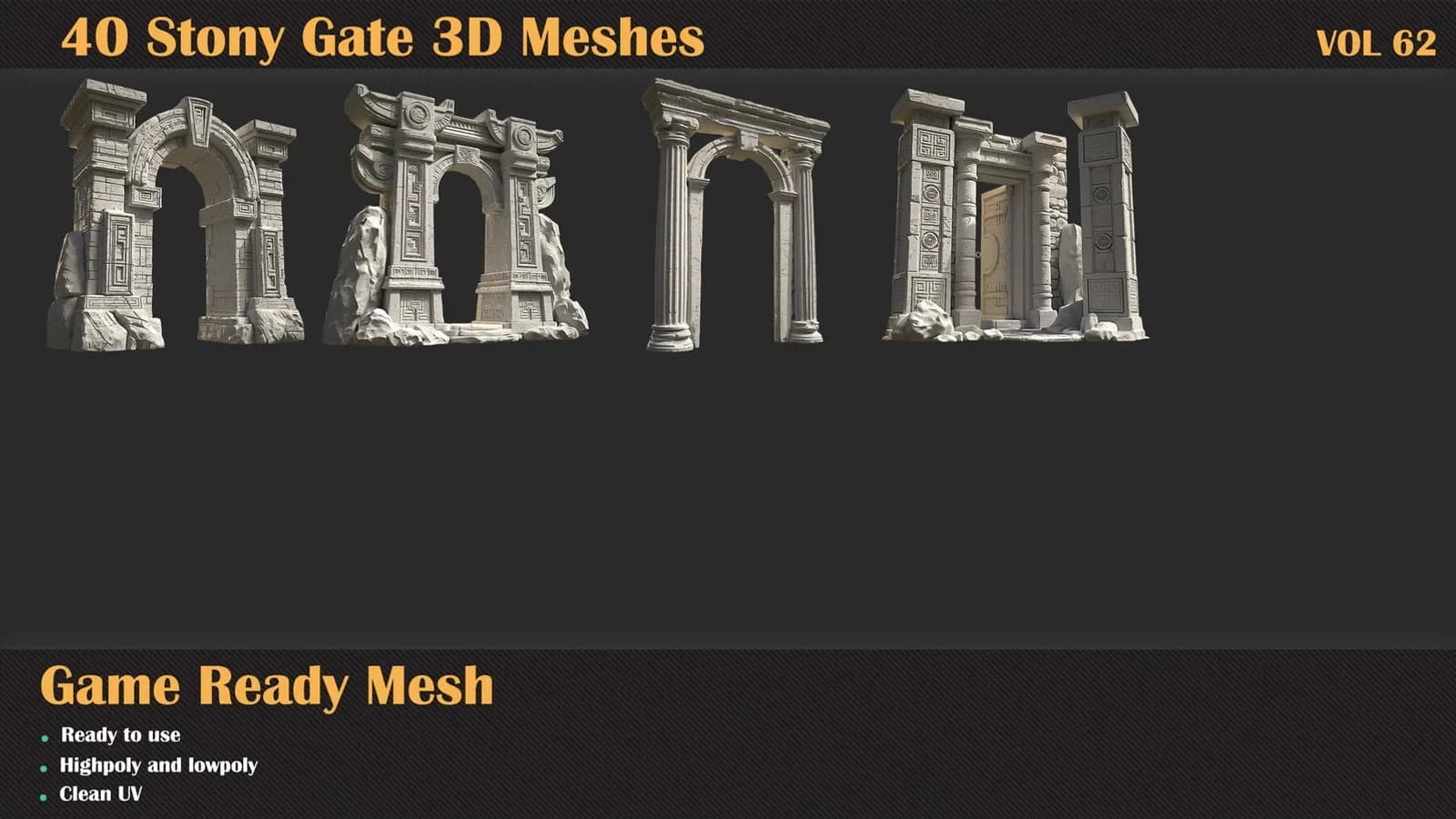 40 Stony Gate 3D Meshes — VOL 62 — preview 7