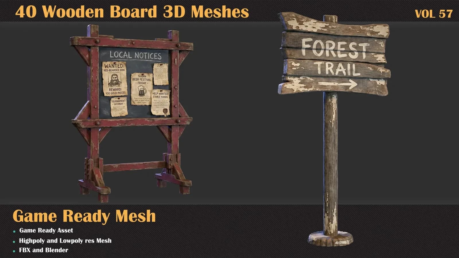 40 Wooden Board 3D Meshes — VOL 57 — preview 2