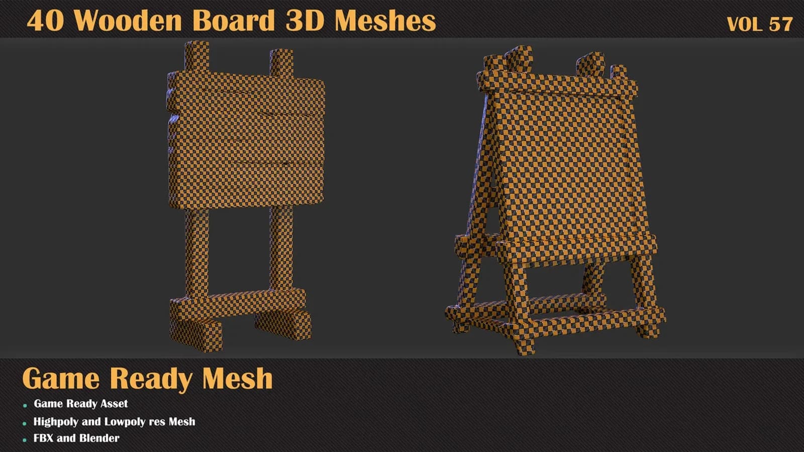 40 Wooden Board 3D Meshes — VOL 57 — preview 3