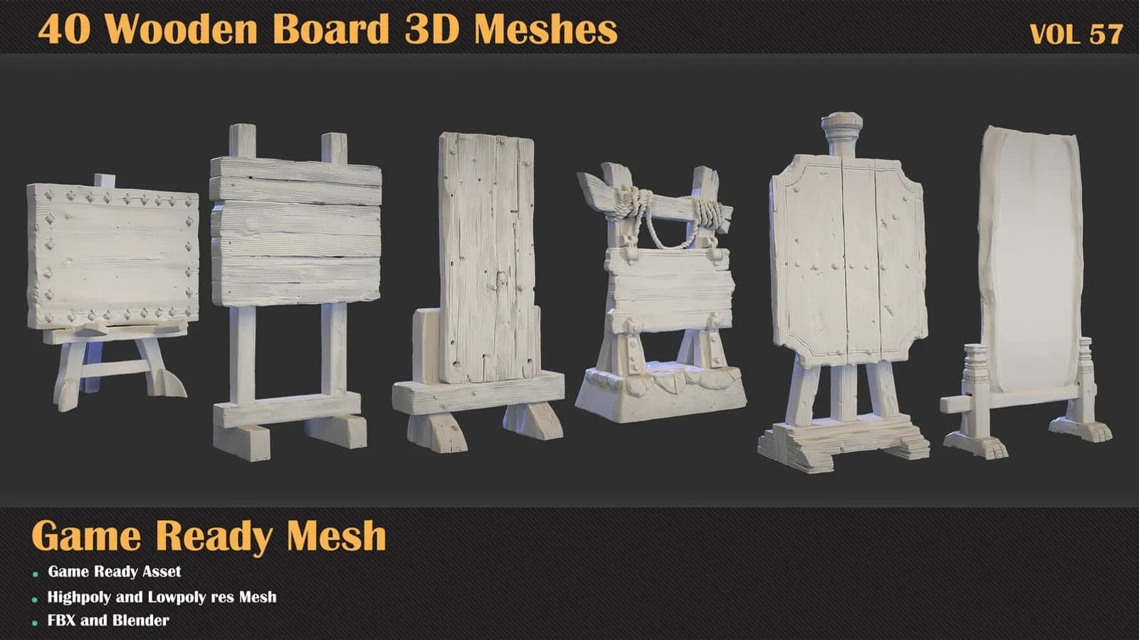 40 Wooden Board 3D Meshes — VOL 57 — preview 5