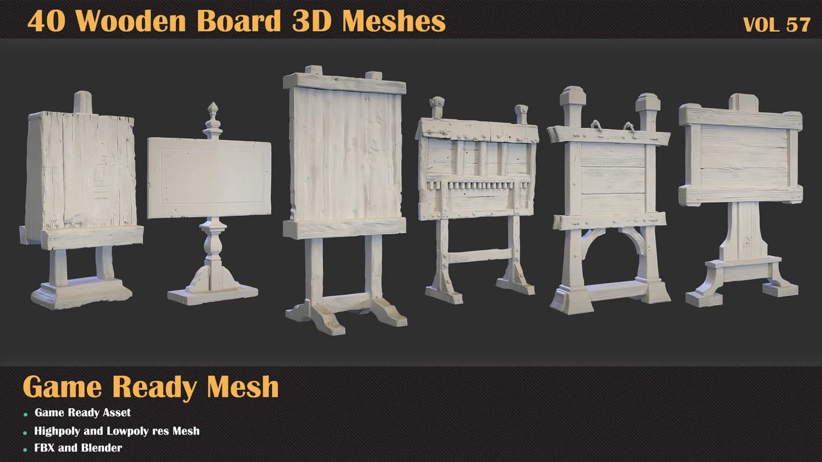 40 Wooden Board 3D Meshes — VOL 57 — preview 10