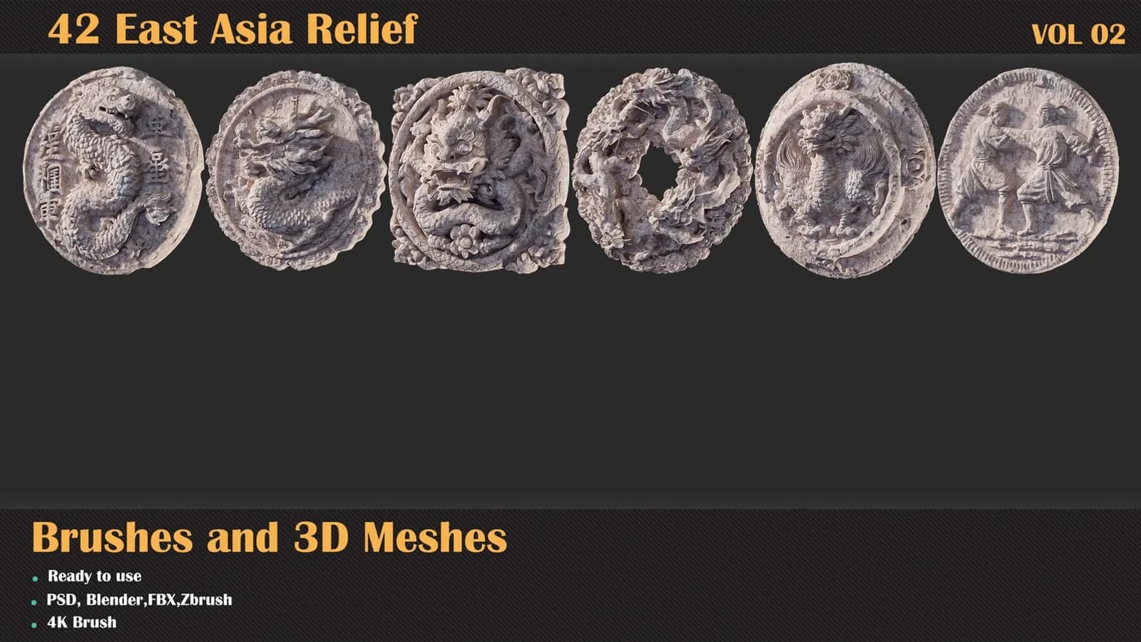 42 East Asia Relief Brushes & 3D Meshes — VOL 02 — preview 7