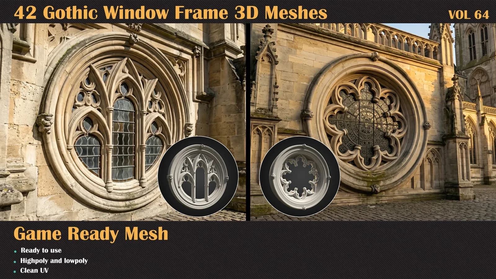 42 Gothic Window Frame 3D Meshes — VOL 64 — preview 2