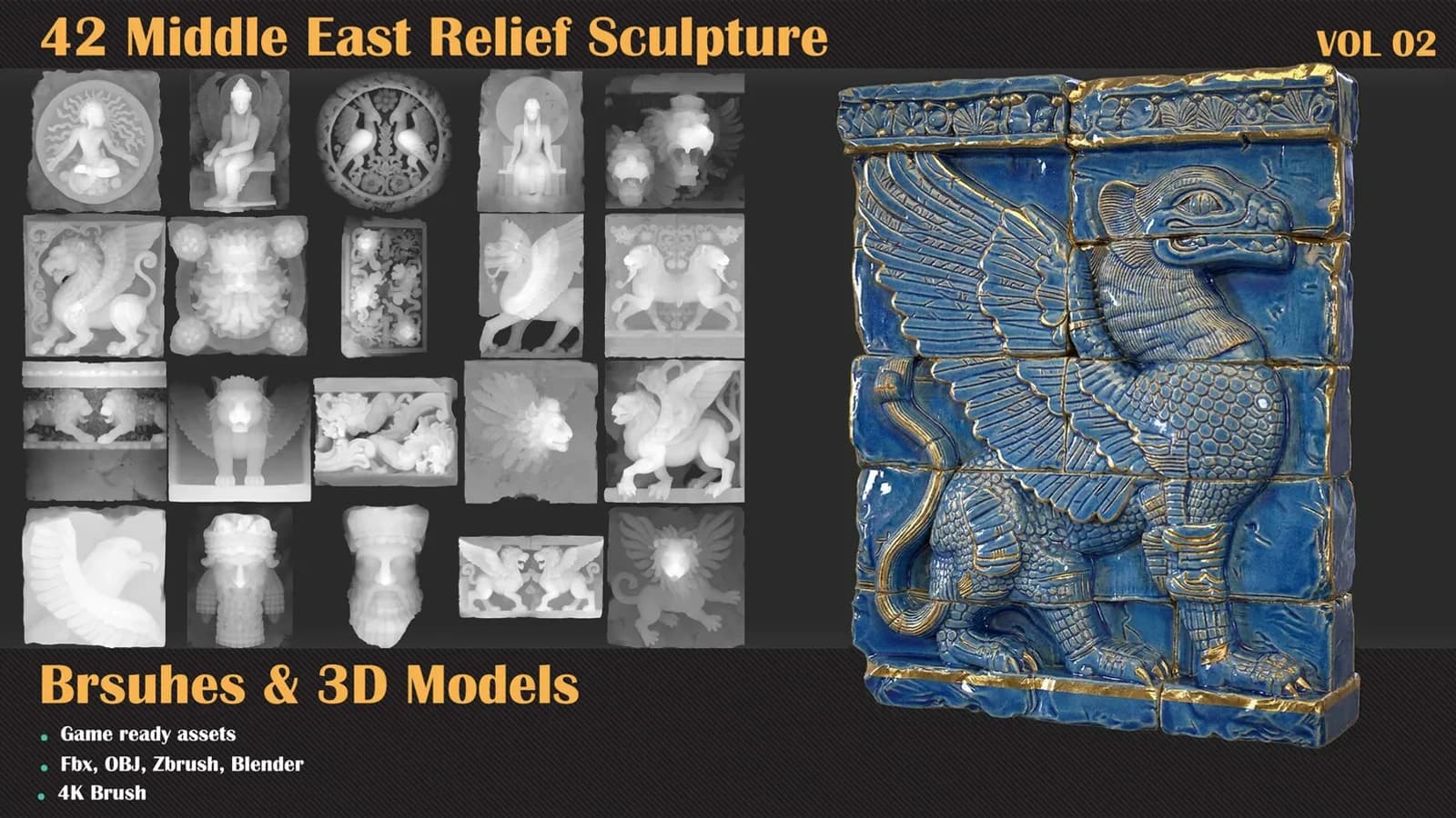 42 Middle East Relief Brushes & 3D Models — VOL 02