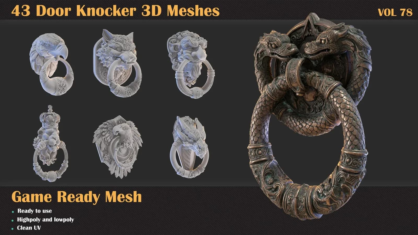 43 Door Knocker 3D Meshes — VOL 78