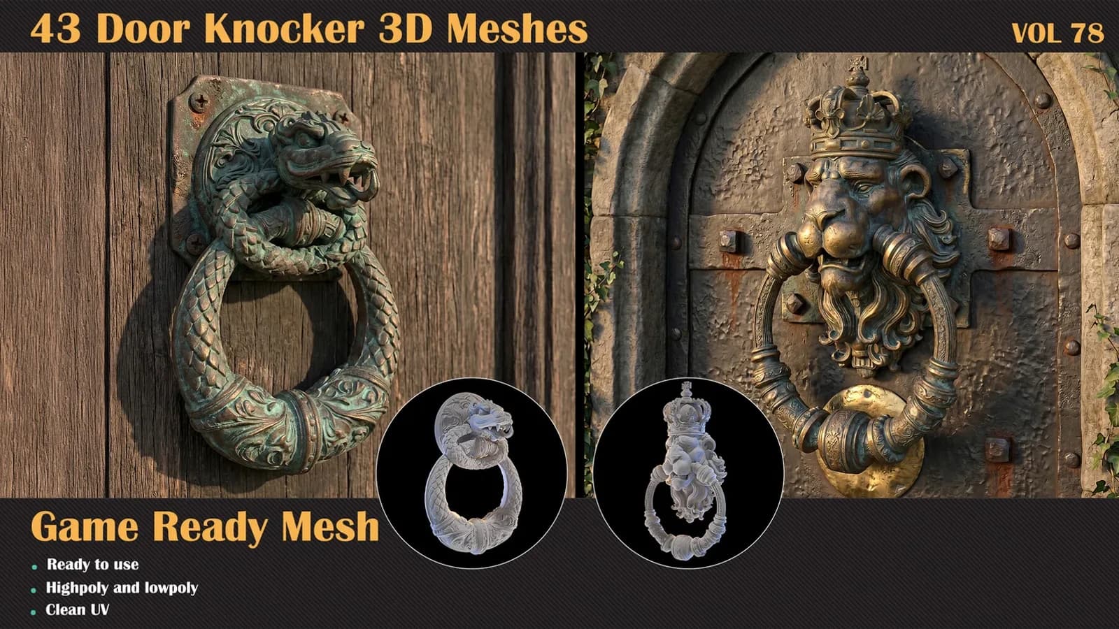 43 Door Knocker 3D Meshes — VOL 78 — preview 2