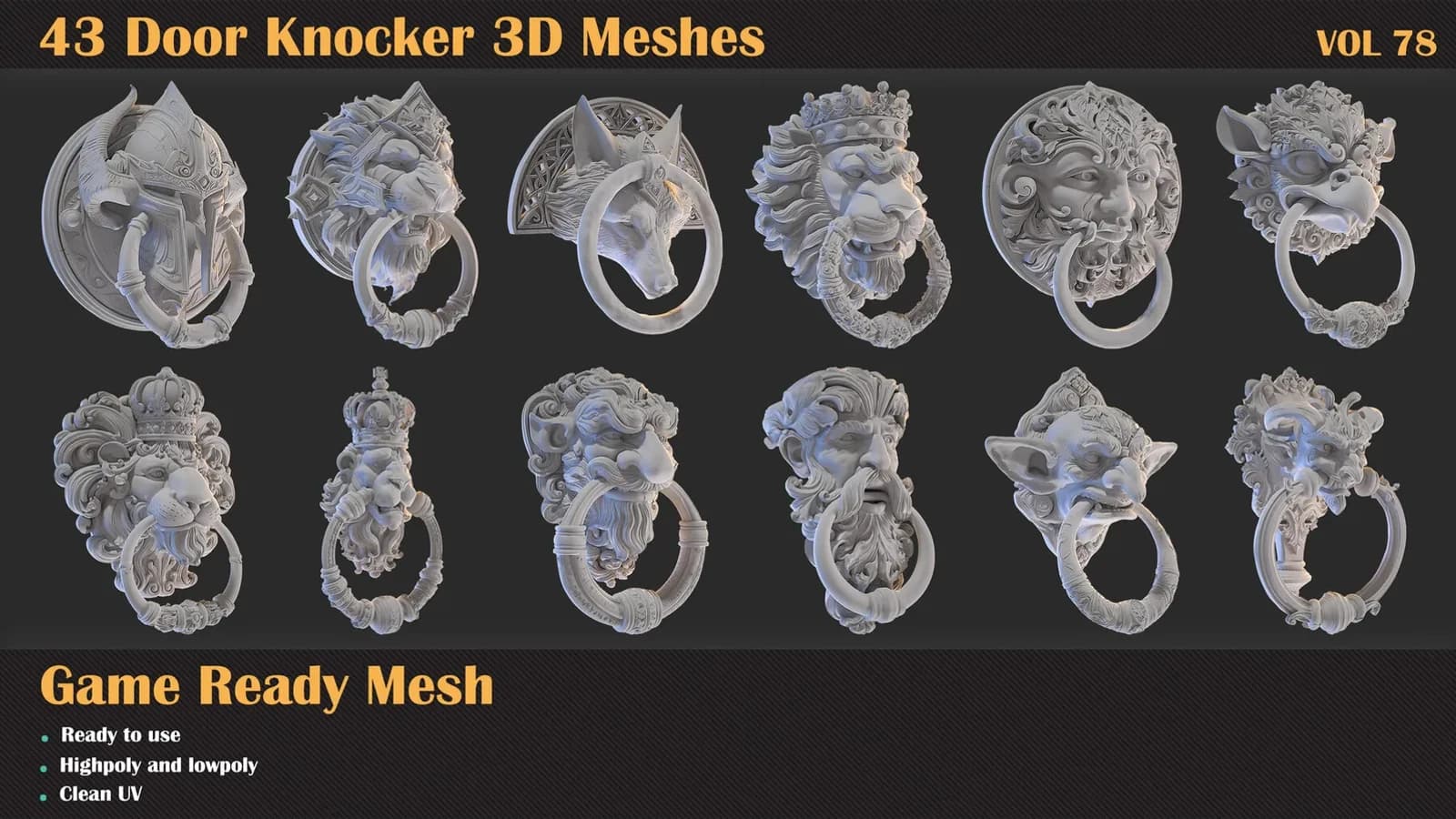 43 Door Knocker 3D Meshes — VOL 78 — preview 5