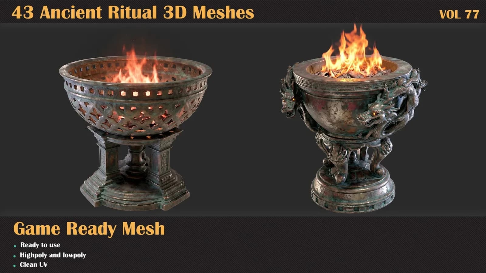 43 Ritual Braziers 3D Meshes — VOL 77 — preview 2
