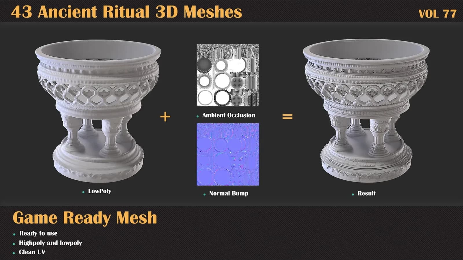 43 Ritual Braziers 3D Meshes — VOL 77 — preview 3