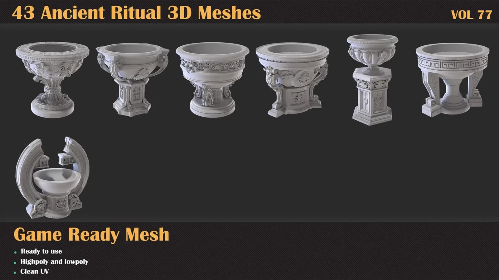 43 Ritual Braziers 3D Meshes — VOL 77 — preview 7