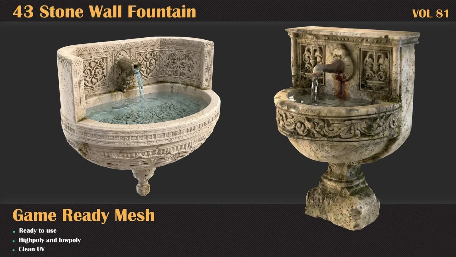 43 Stone Wall Fountain 3D Meshes — VOL 81 — preview 2