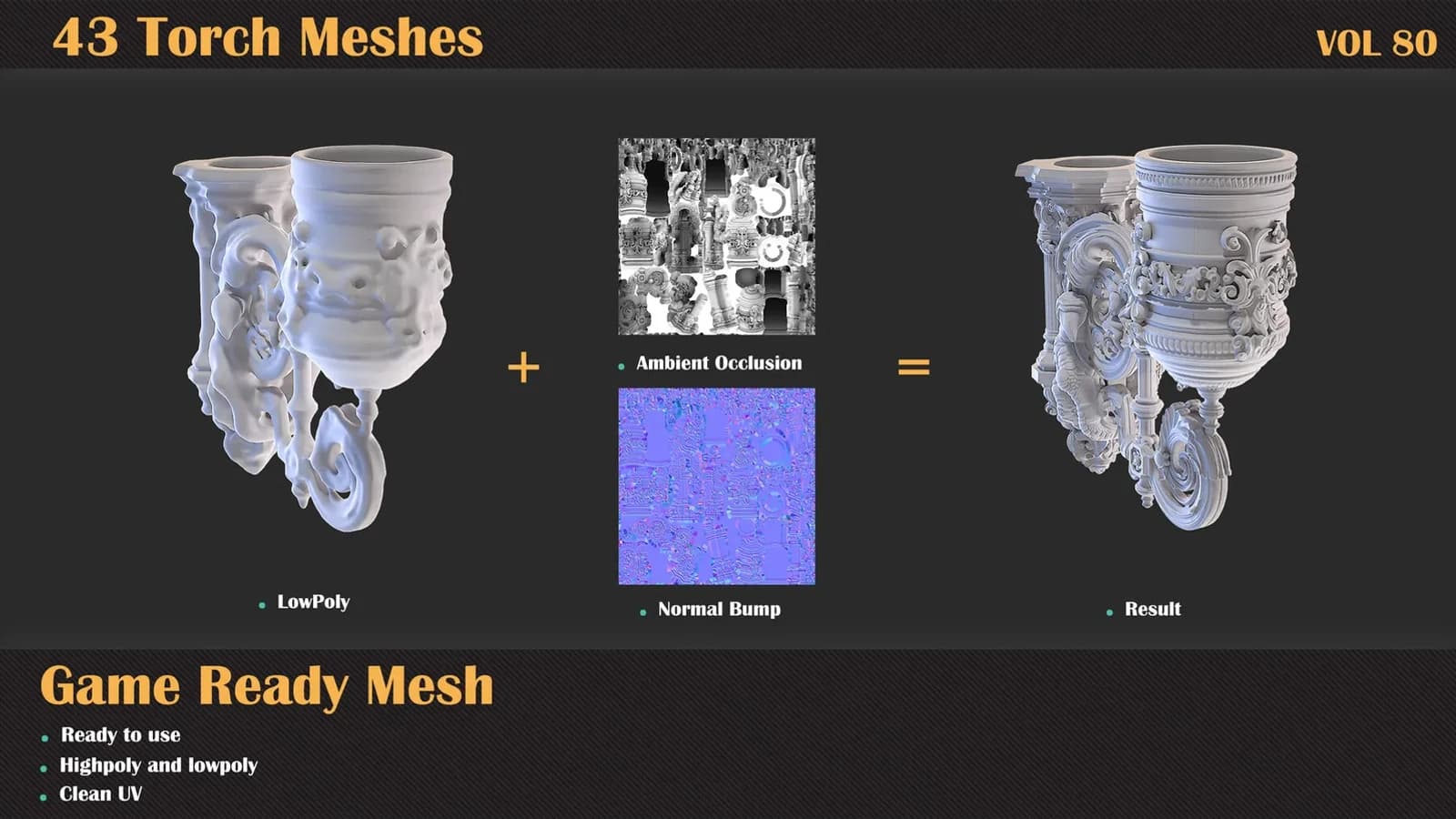 43 Torch 3D Meshes — VOL 80 — preview 3