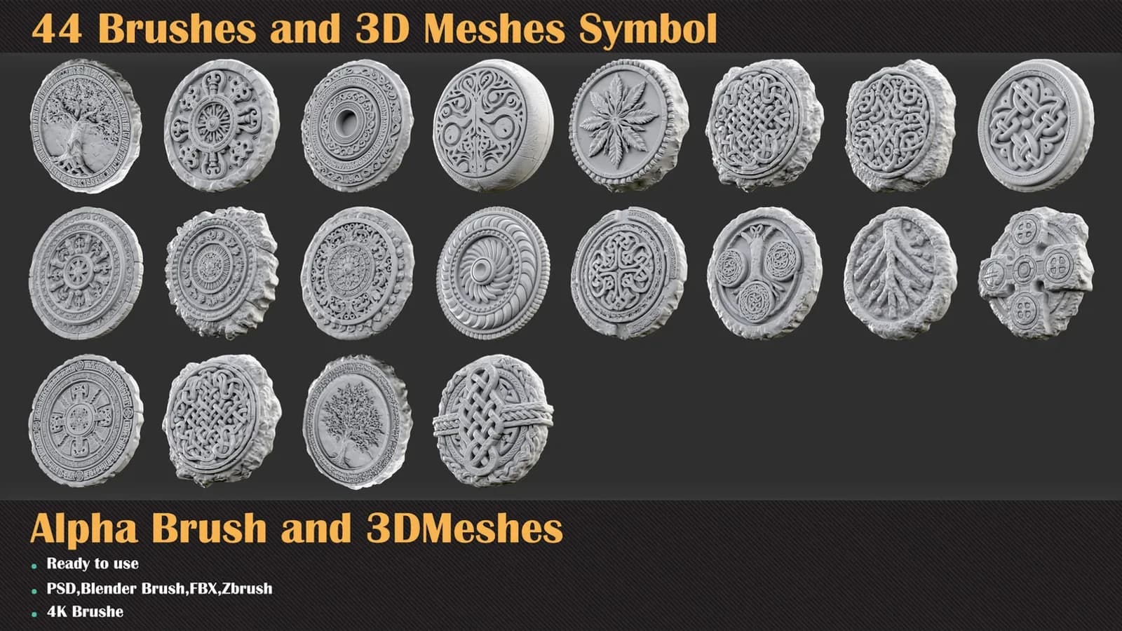 44 Symbol Brushes & 3D Meshes – Celtic & Ancient Ornaments — preview 3