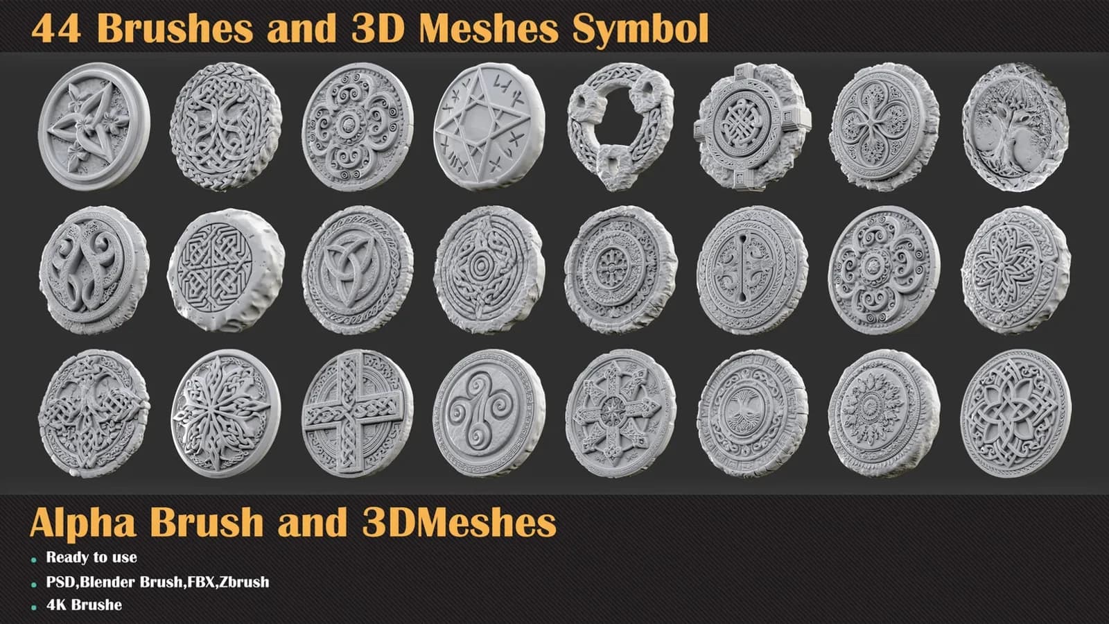 44 Symbol Brushes & 3D Meshes – Celtic & Ancient Ornaments — preview 4