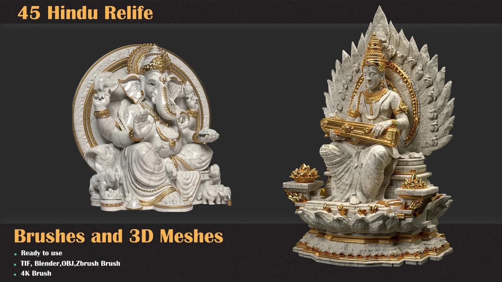 45 Hindu Relief Brushes & 3D Meshes — preview 2