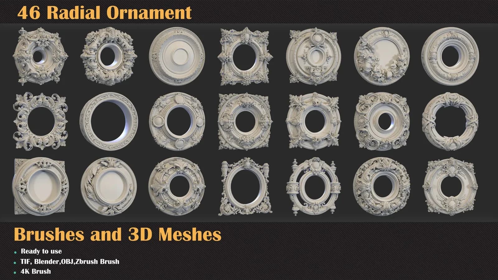 46 Radial Ornament Brushes & 3D Meshes — preview 2