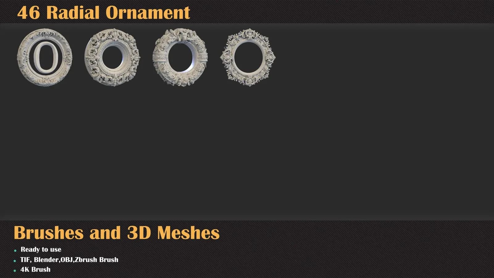 46 Radial Ornament Brushes & 3D Meshes — preview 3