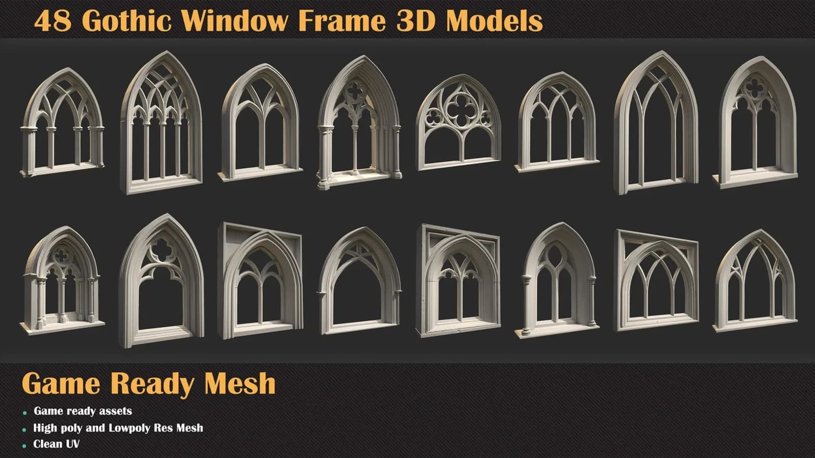 48 Gothic Window Frame 3D Models — VOL 63 — preview 4