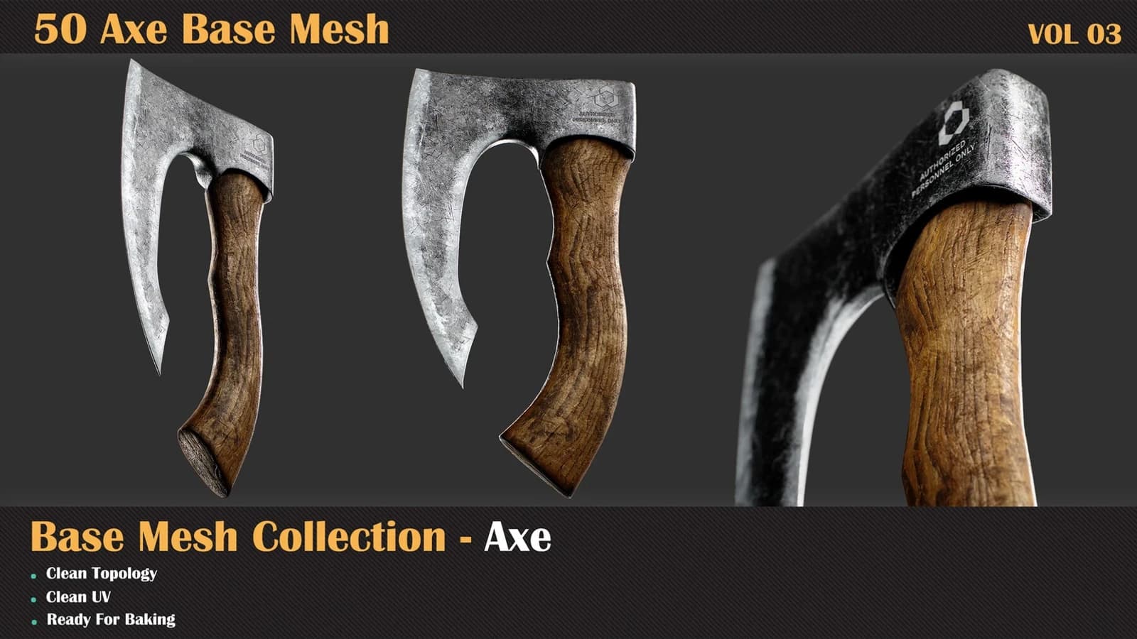 50 Axe Base Mesh — VOL 04 ( Game Ready ) — preview 2