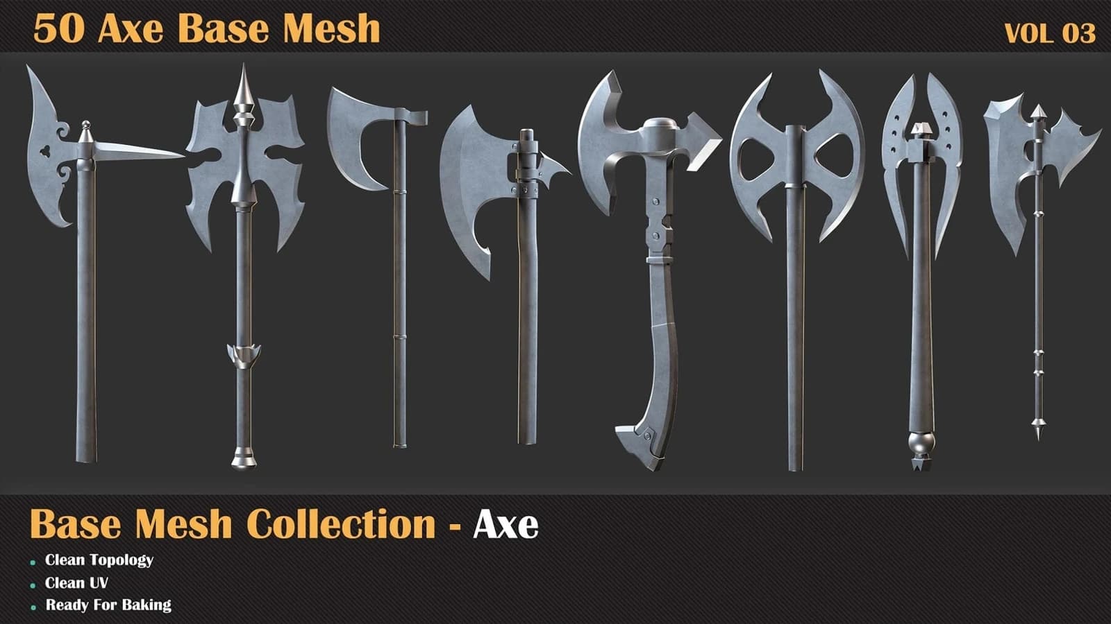 50 Axe Base Mesh — VOL 04 ( Game Ready ) — preview 8