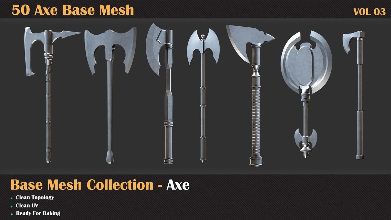 50 Axe Base Mesh — VOL 04 ( Game Ready ) — preview 10