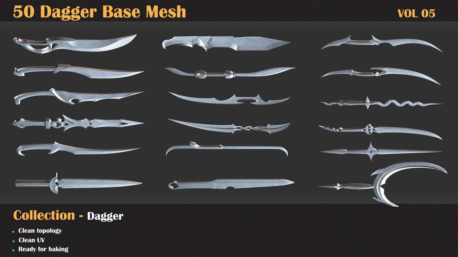 50 Dagger Base Mesh — VOL 06 ( Game Ready ) — preview 3