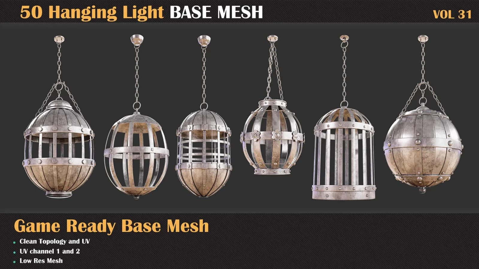 50 Hanging Cage Base Meshes — VOL 31 — preview 3