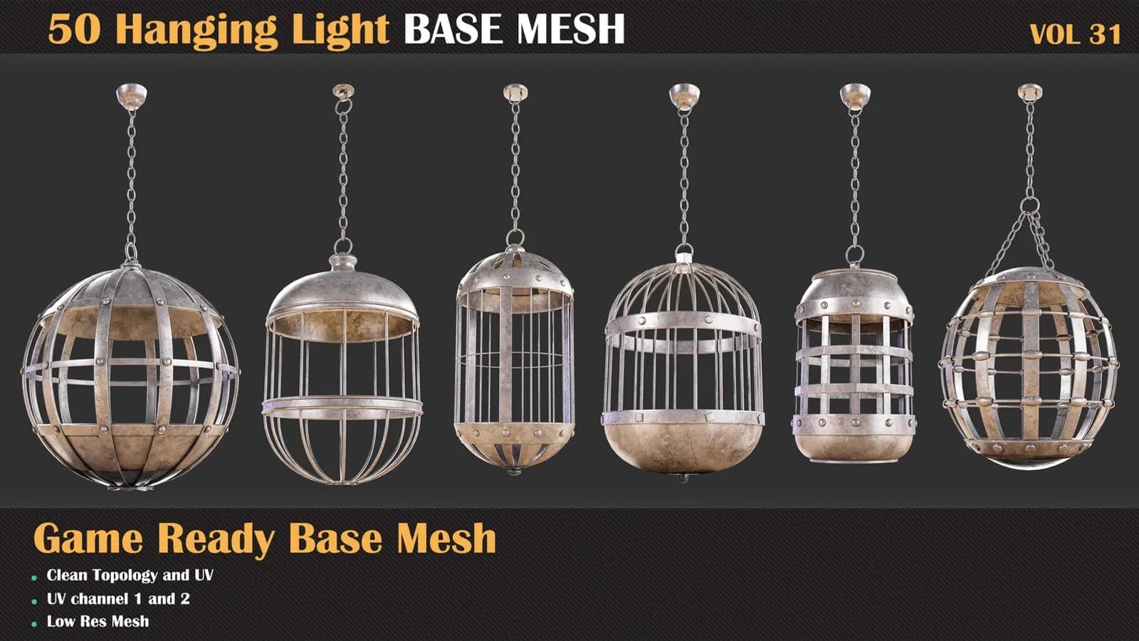 50 Hanging Cage Base Meshes — VOL 31 — preview 4
