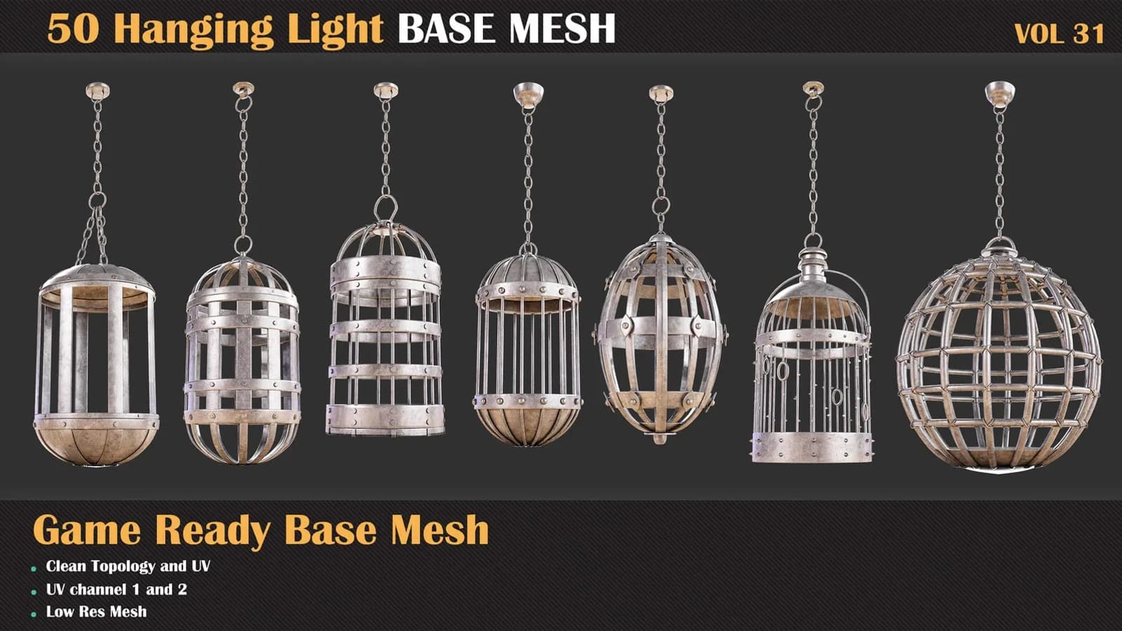 50 Hanging Cage Base Meshes — VOL 31 — preview 5