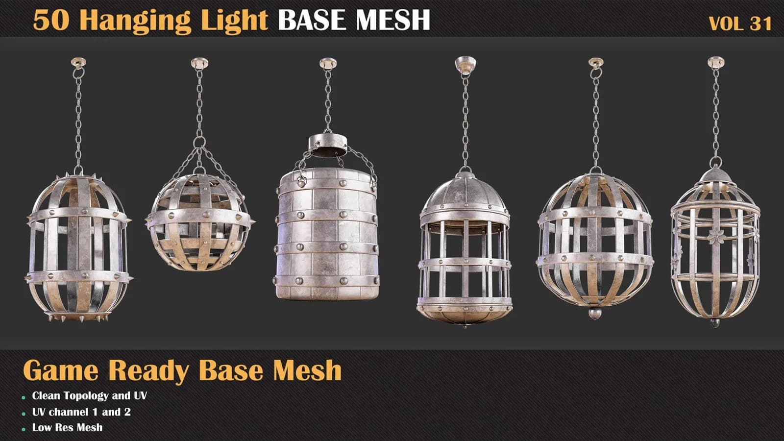 50 Hanging Cage Base Meshes — VOL 31 — preview 6