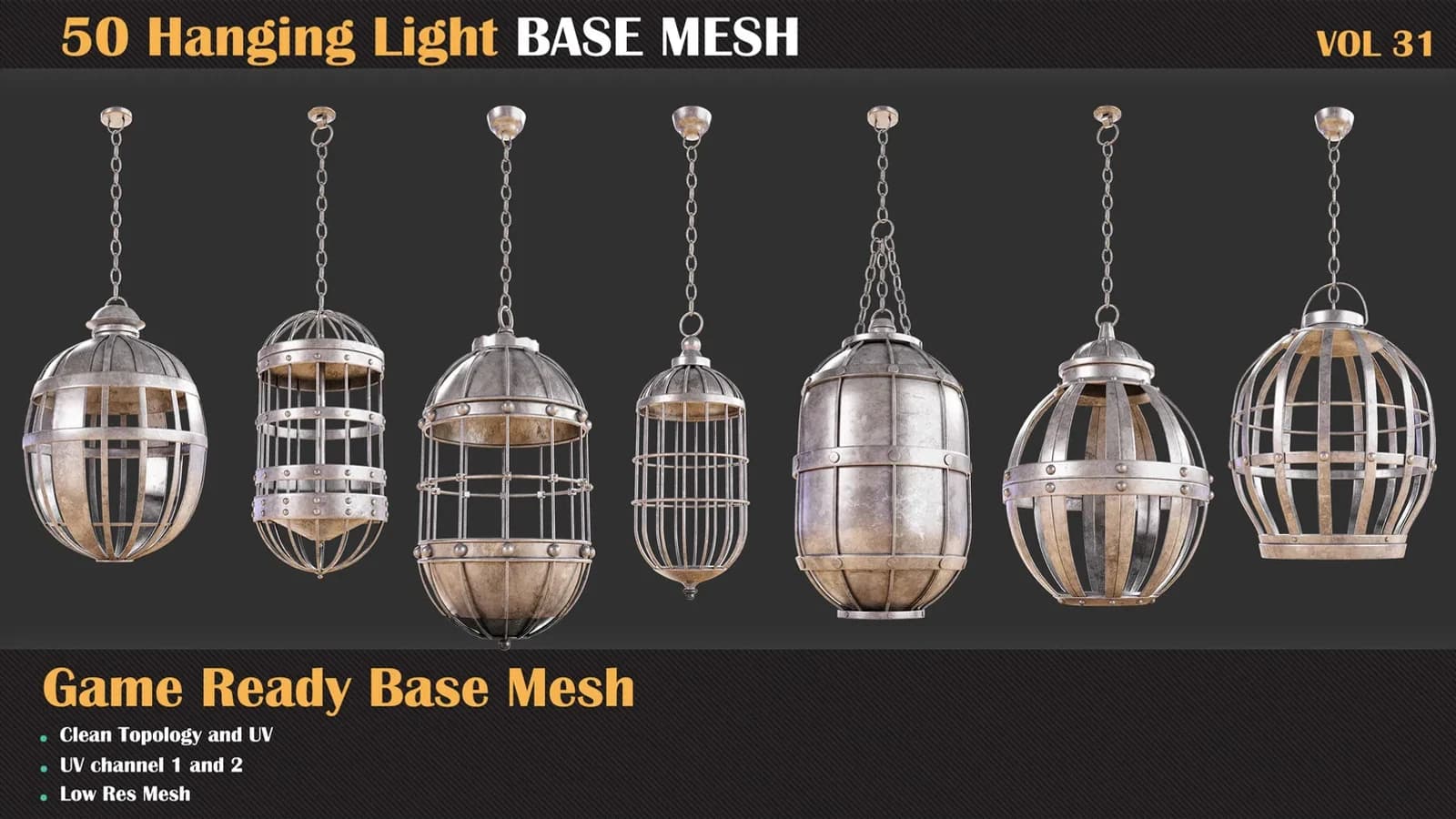 50 Hanging Cage Base Meshes — VOL 31 — preview 7