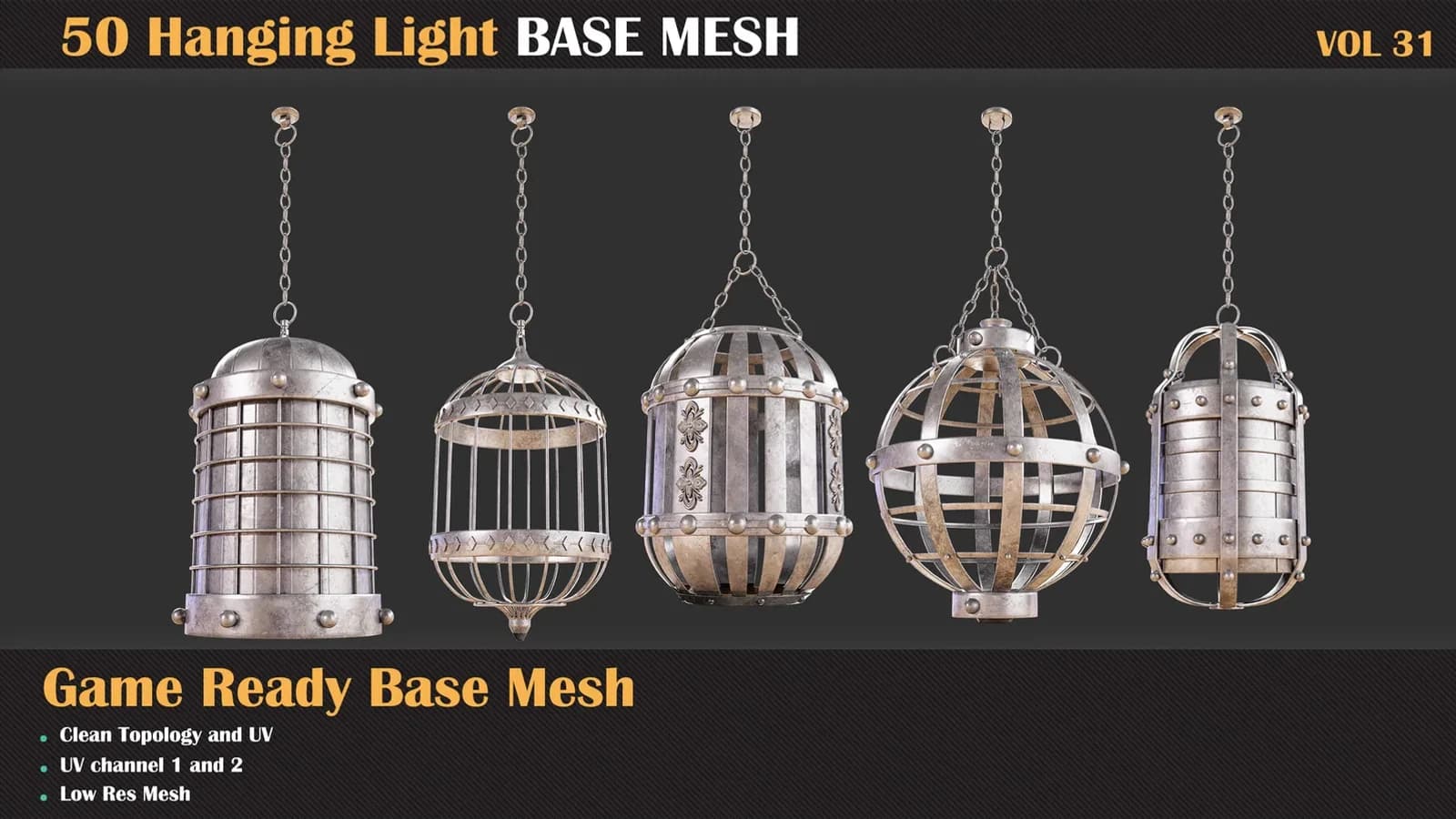 50 Hanging Cage Base Meshes — VOL 31 — preview 8