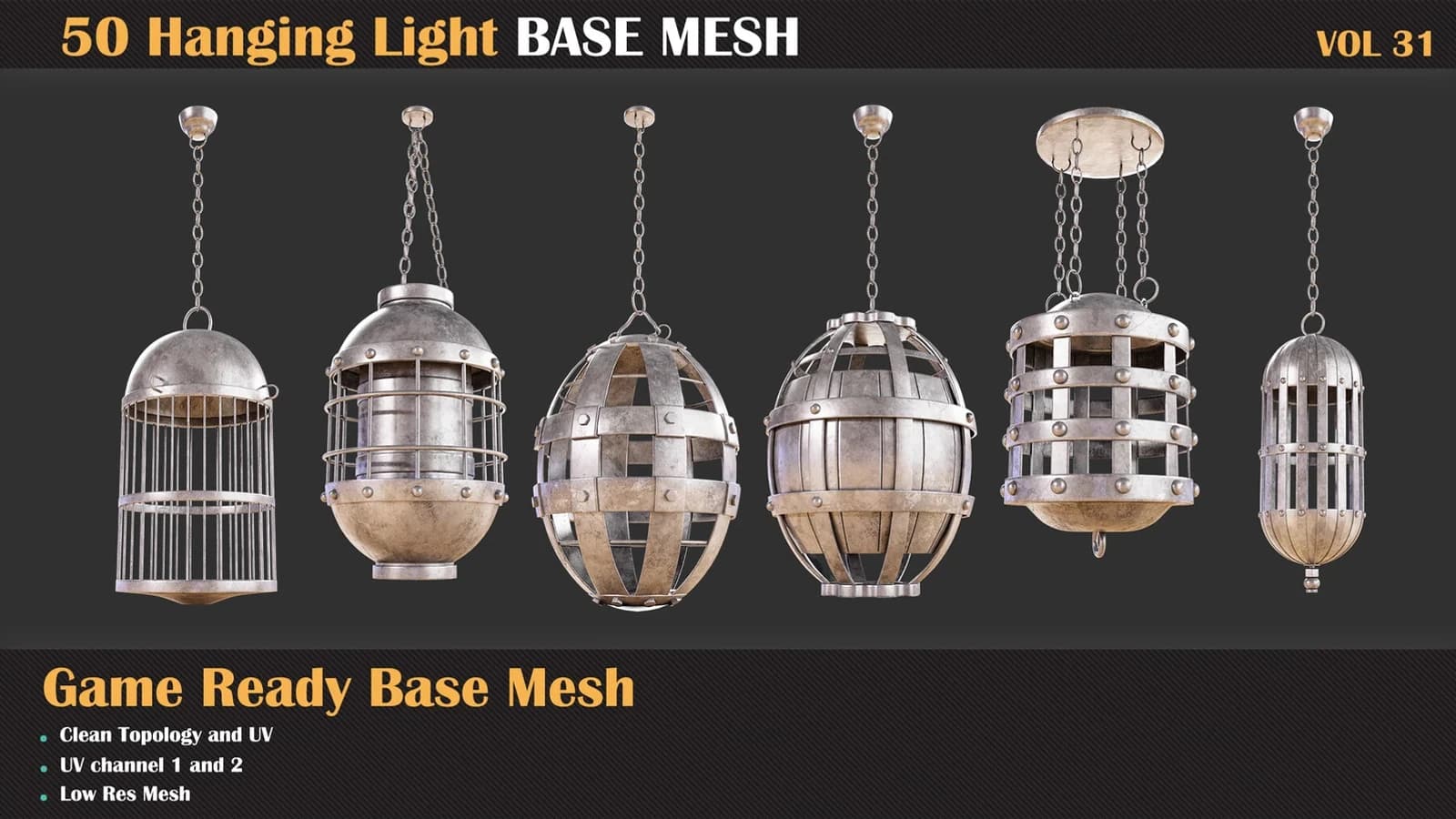 50 Hanging Cage Base Meshes — VOL 31 — preview 9