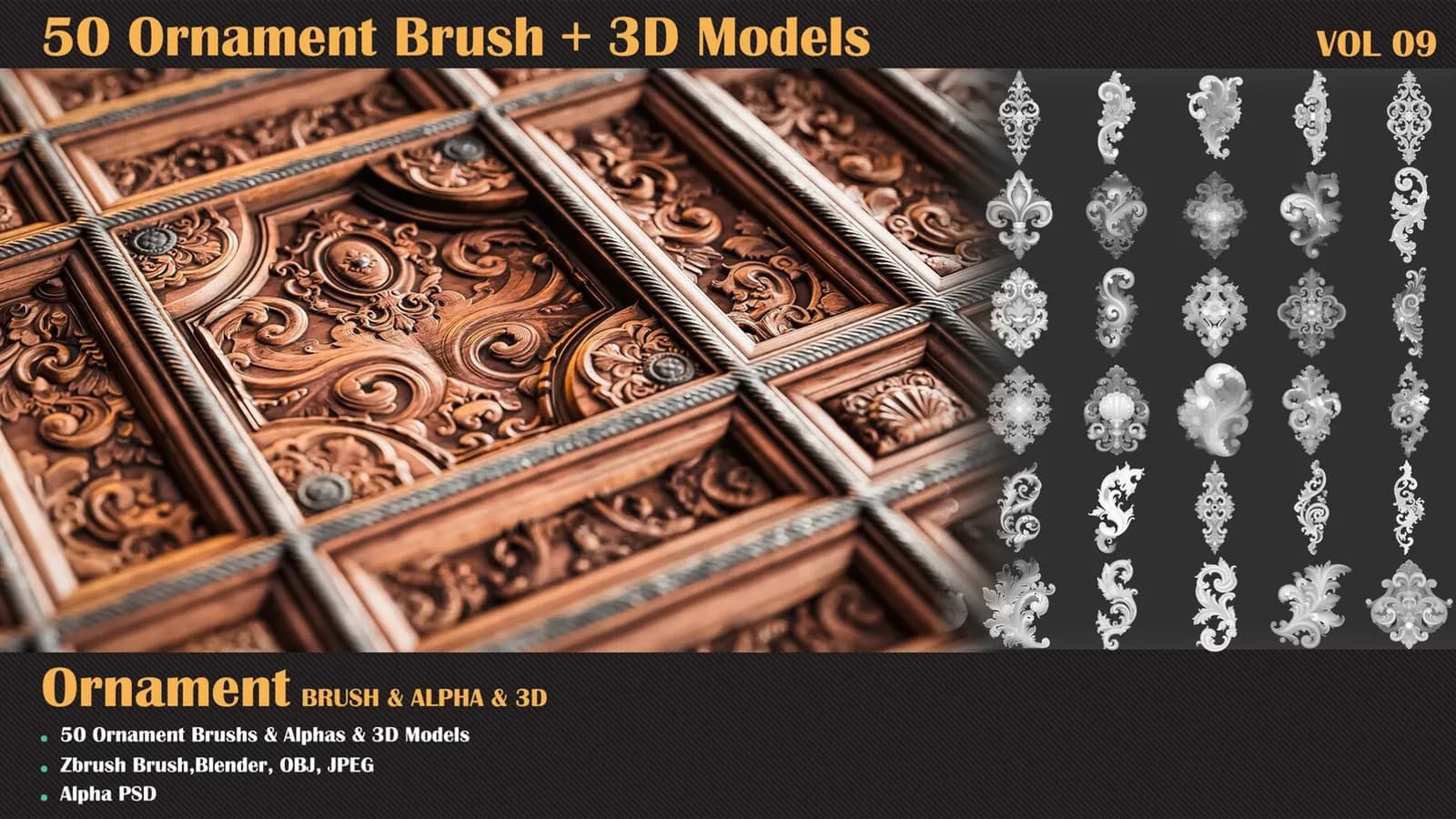 50 Ornament Brush and 3D Models — VOL 09