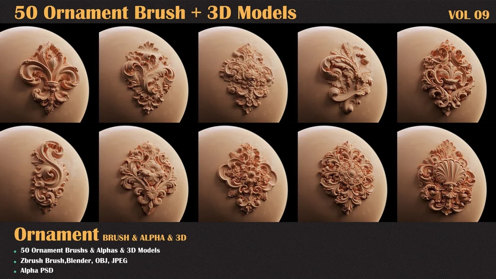 50 Ornament Brush and 3D Models — VOL 09 — preview 4