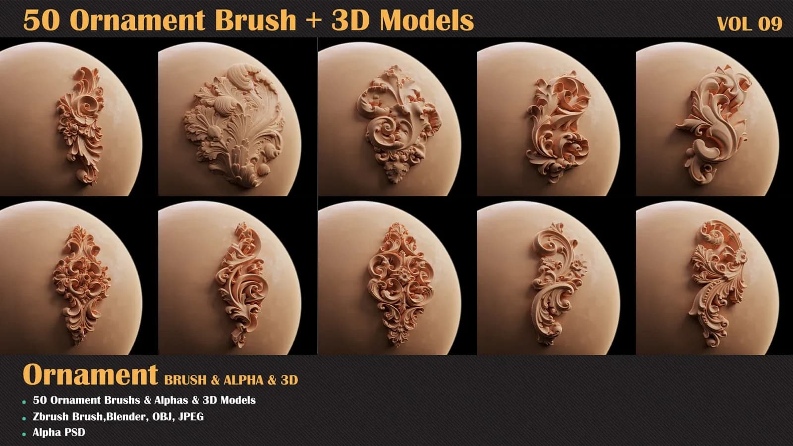 50 Ornament Brush and 3D Models — VOL 09 — preview 5