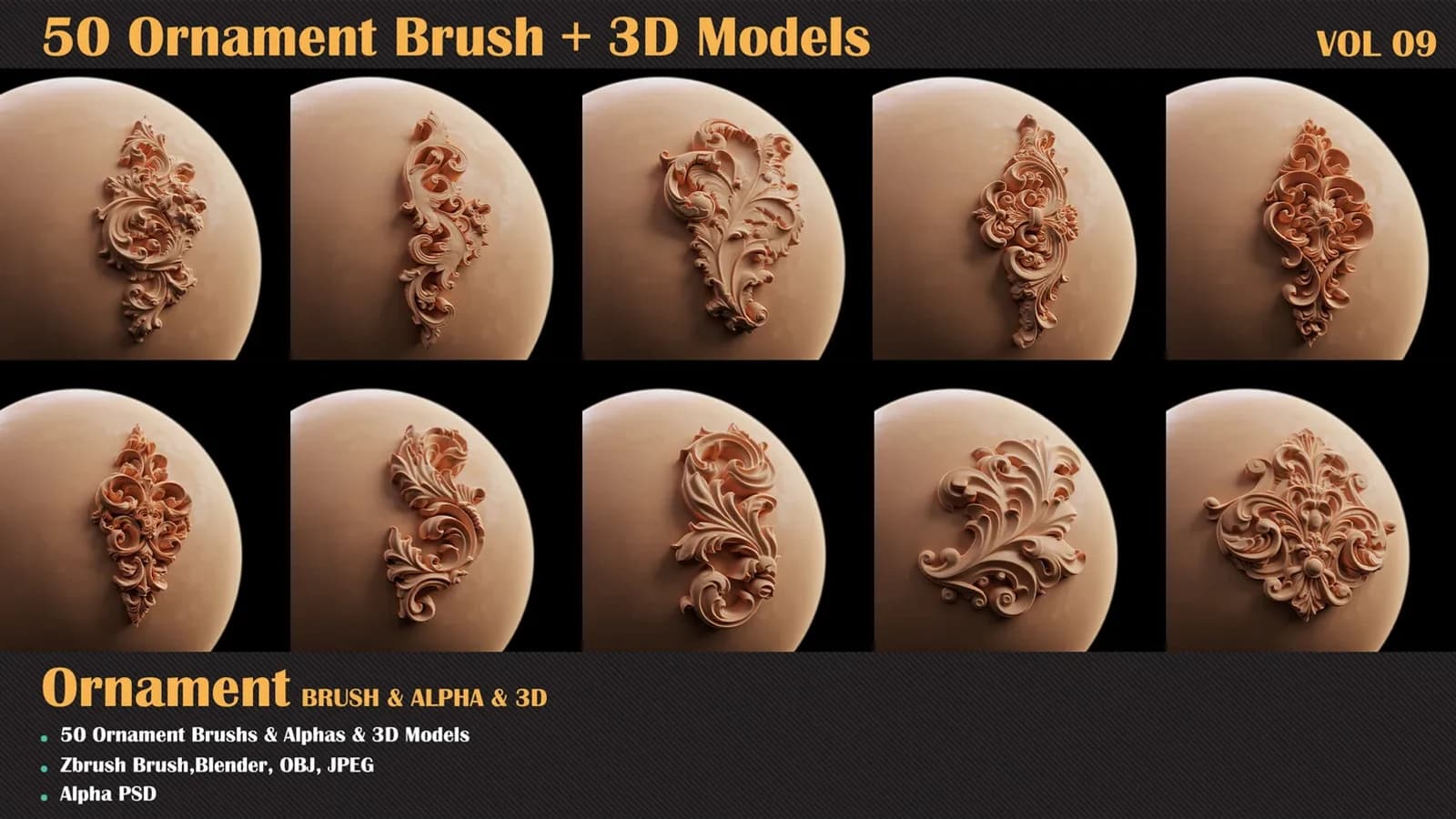 50 Ornament Brush and 3D Models — VOL 09 — preview 6